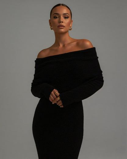 ANGELICA Knit Off-Shoulder Maxi Dress